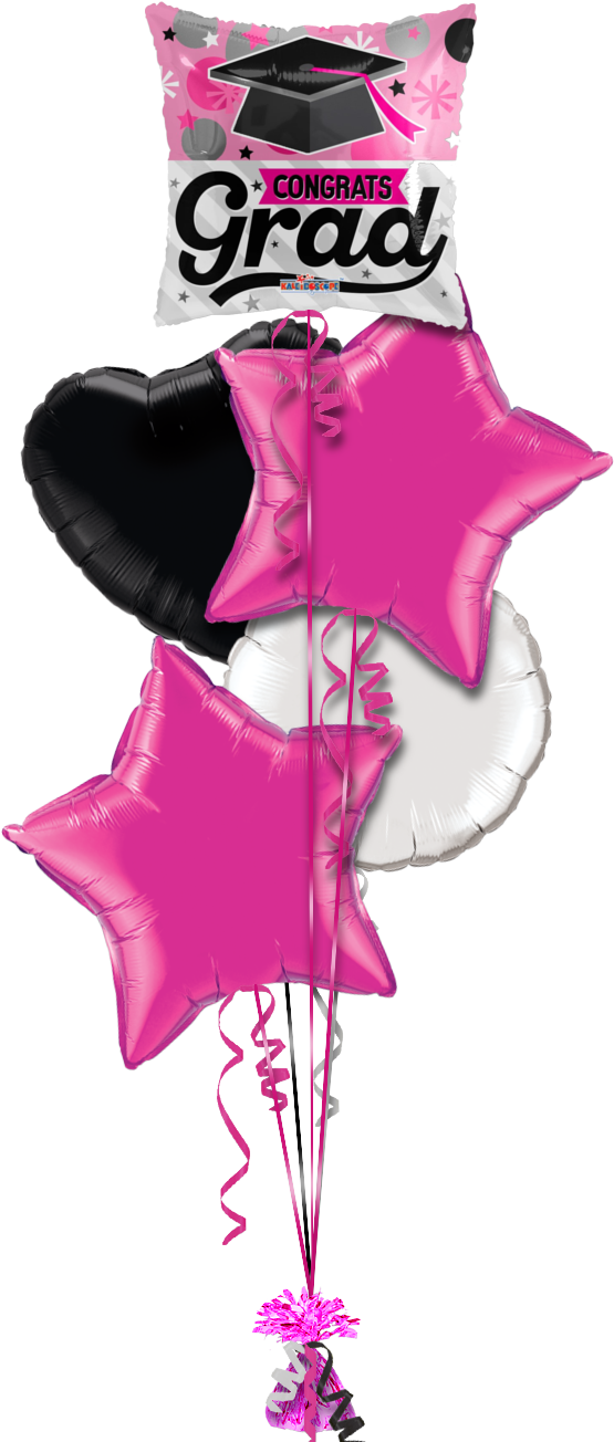 Congrats Grad Cap Pink Congratulations Balloon - 18" Pink Grad Balloon - Mylar Balloons Foil (764x1324), Png Download
