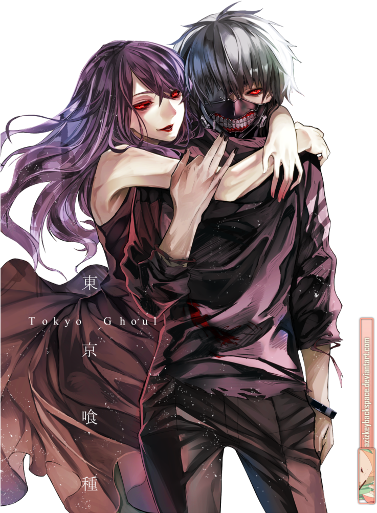 Kaneki Rize - Tokyo Ghoul Kaneki And Rize (752x1063), Png Download