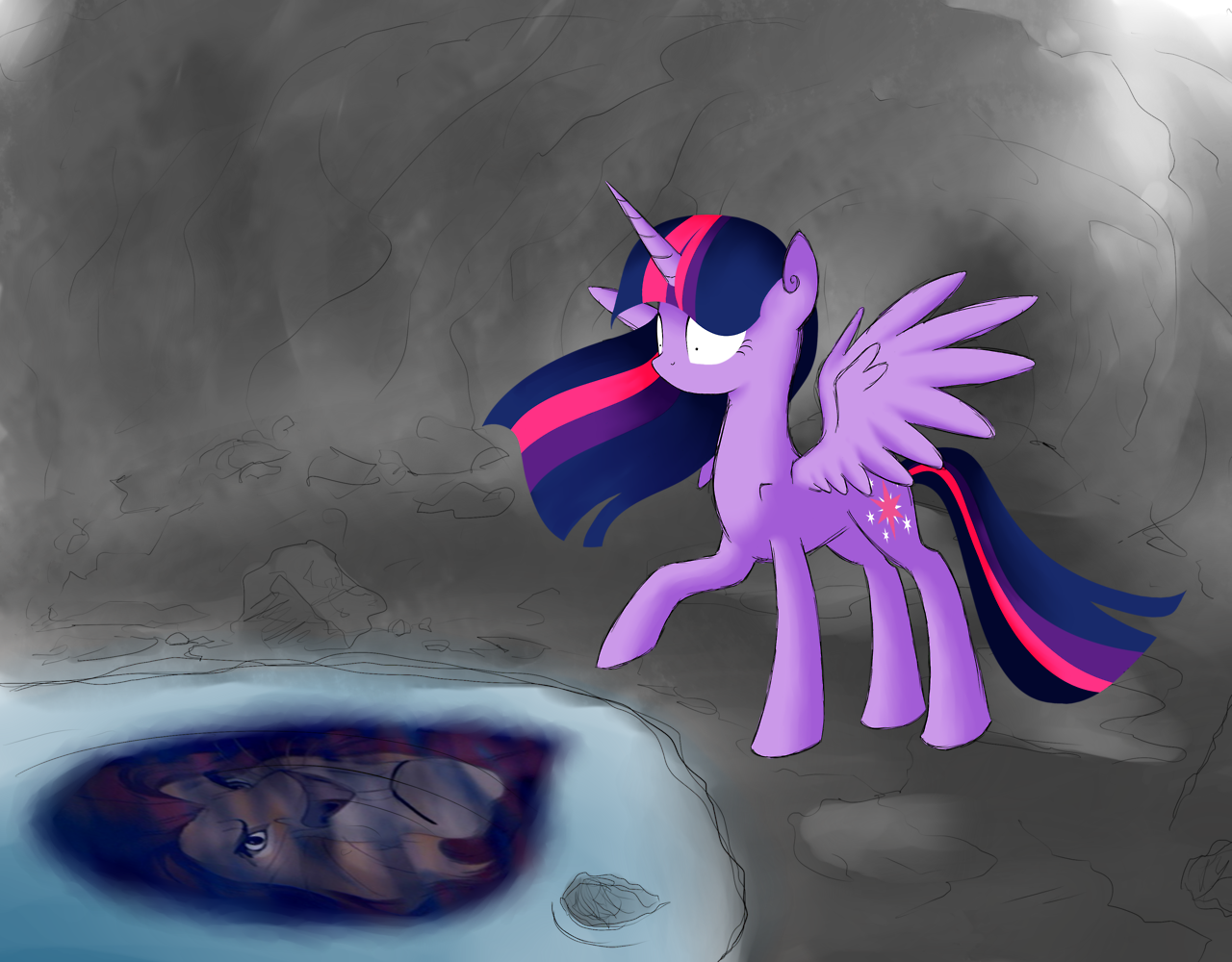 Kiwifingers, Cave, Dark, Female, Lake, Mare, Mufasa, - Twilight Sparkle (1280x1000), Png Download