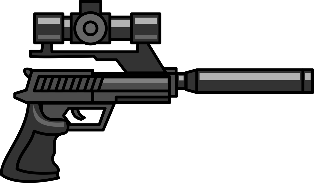 Firearm Sniper Rifle Pistol Gun Silencer - Pistol With Silencer And Scope (1282x750), Png Download
