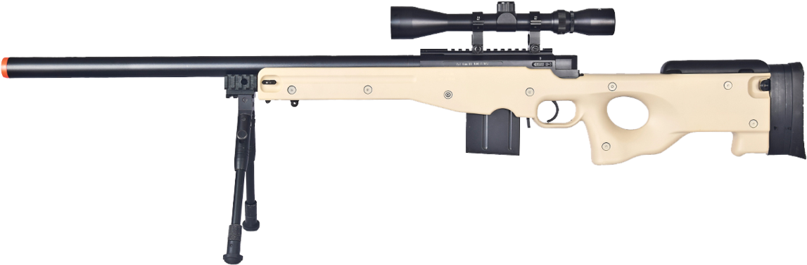 L96 Sniper Rifle / Spring Sniper Rifle - Awp L96 Bolt Action Rifle Tan (1024x384), Png Download