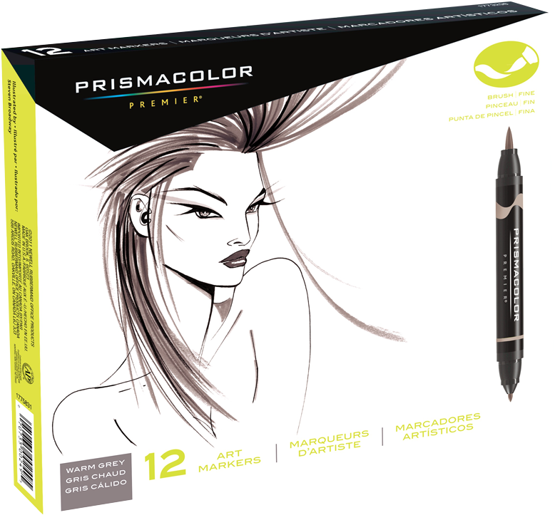 Prismacolor Premier Brush Marker Set Of 12 Warm Gray - Prismacolor Premier Marker Drawings (900x774), Png Download