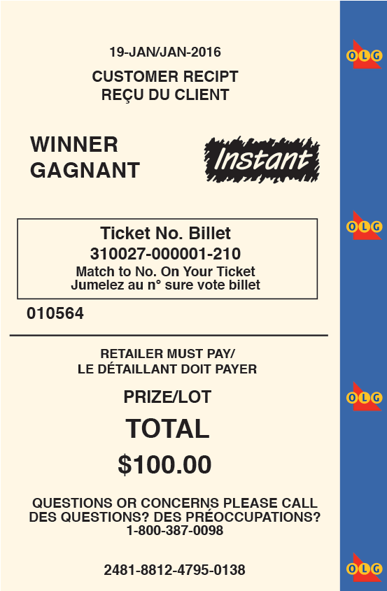 Winning Customer Receipt - Winning Olg Ticket (844x844), Png Download
