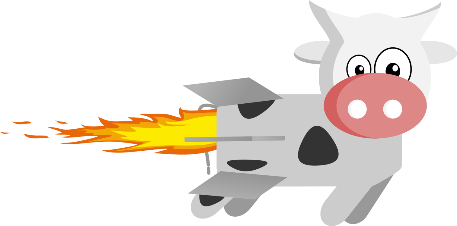 Baka Drawing Cartoon Computer Icons Rocket - Rocket Cow (1514x750), Png Download