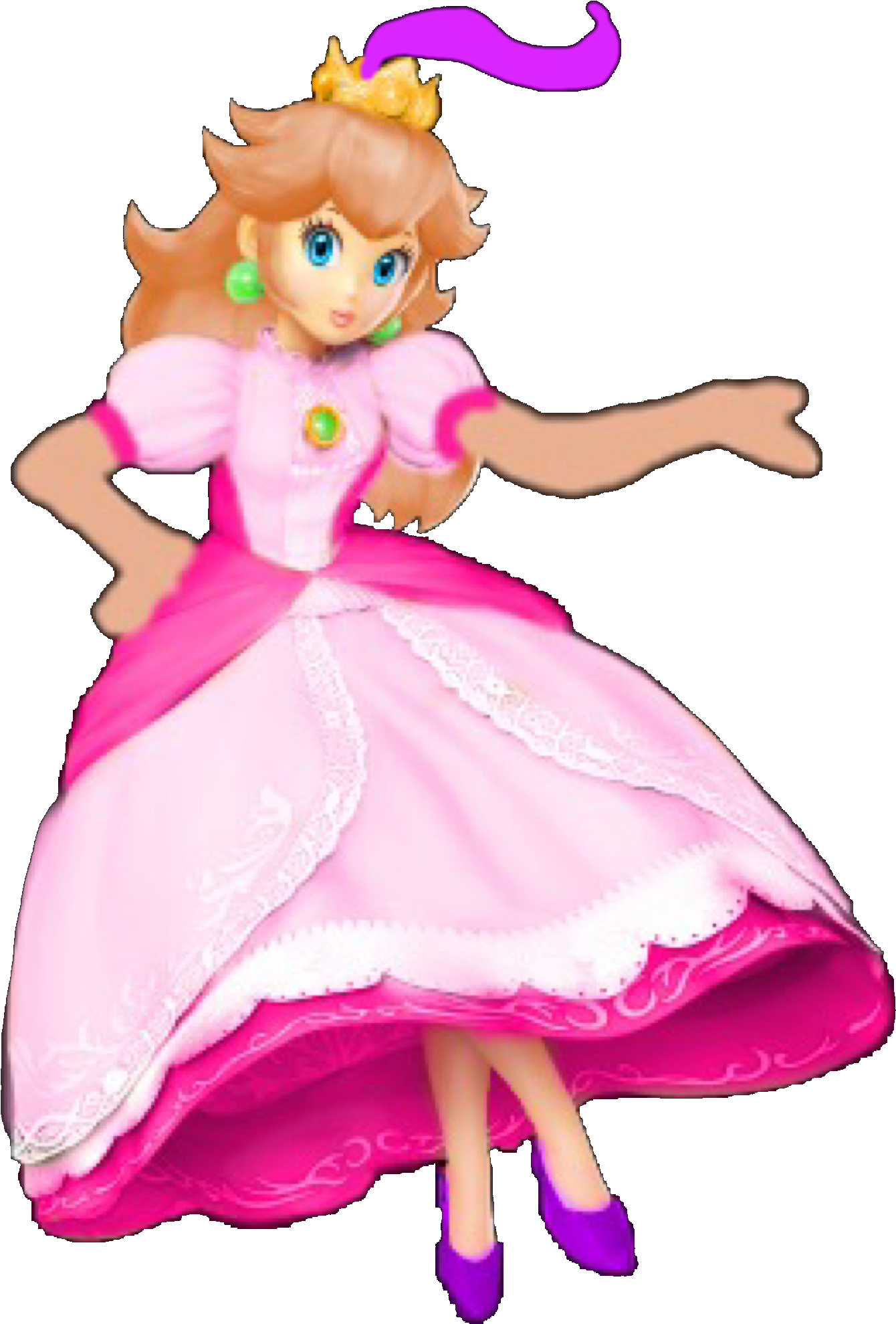 Princess Toadstool's Crown With Purple Feather - Wiki (1475x2048), Png Download