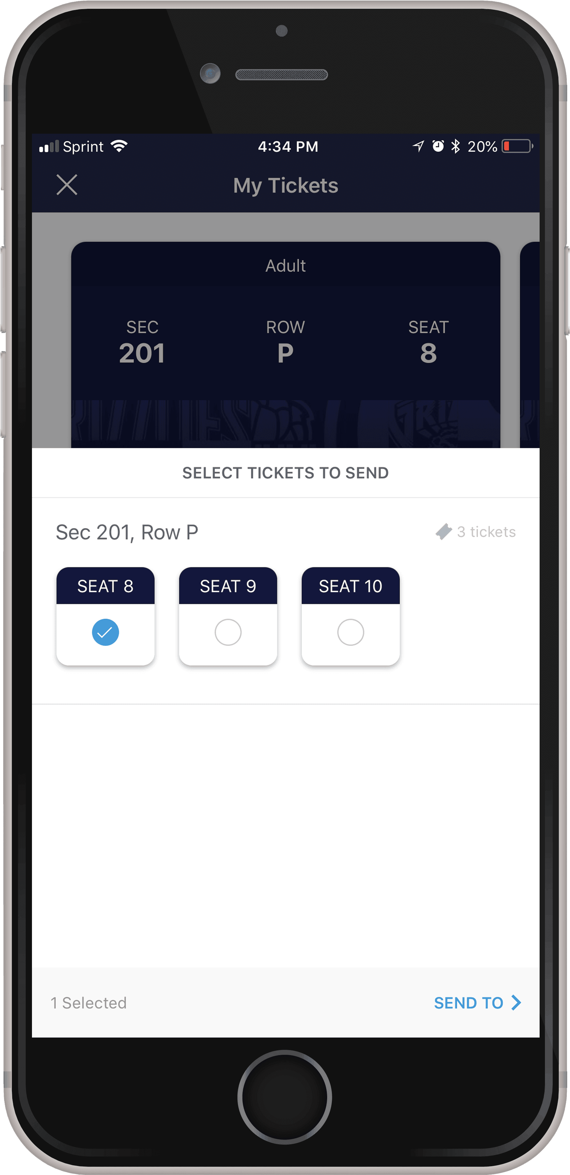 Select The Seat You Intend To Send And Tap Send Ticket - Game (2016x3948), Png Download