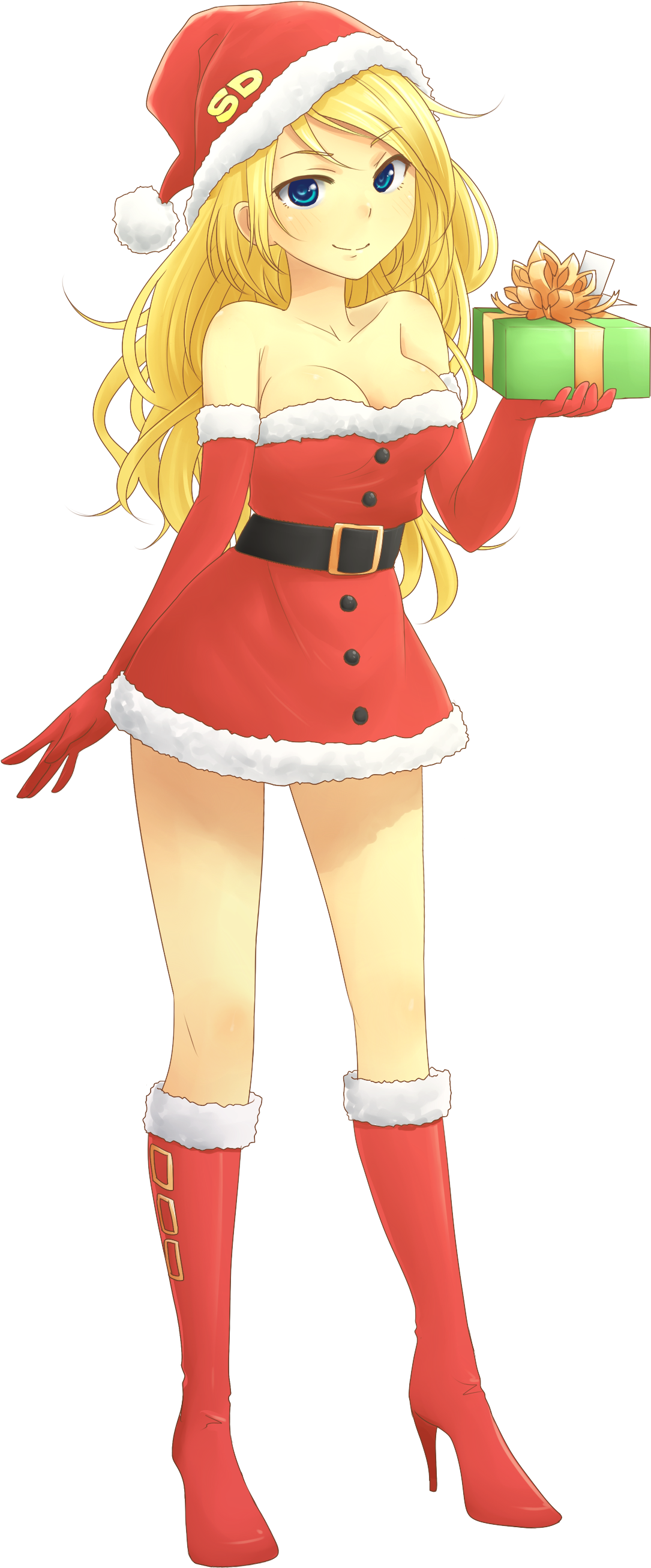 The Christmas Version Of Nadeshiko - Cartoon (1127x2674), Png Download