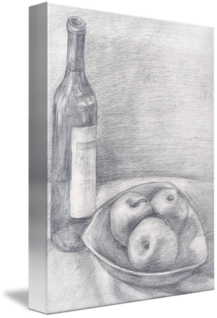 Drawing Bottles Still Life Graphic Black And White - Wine (443x650), Png Download