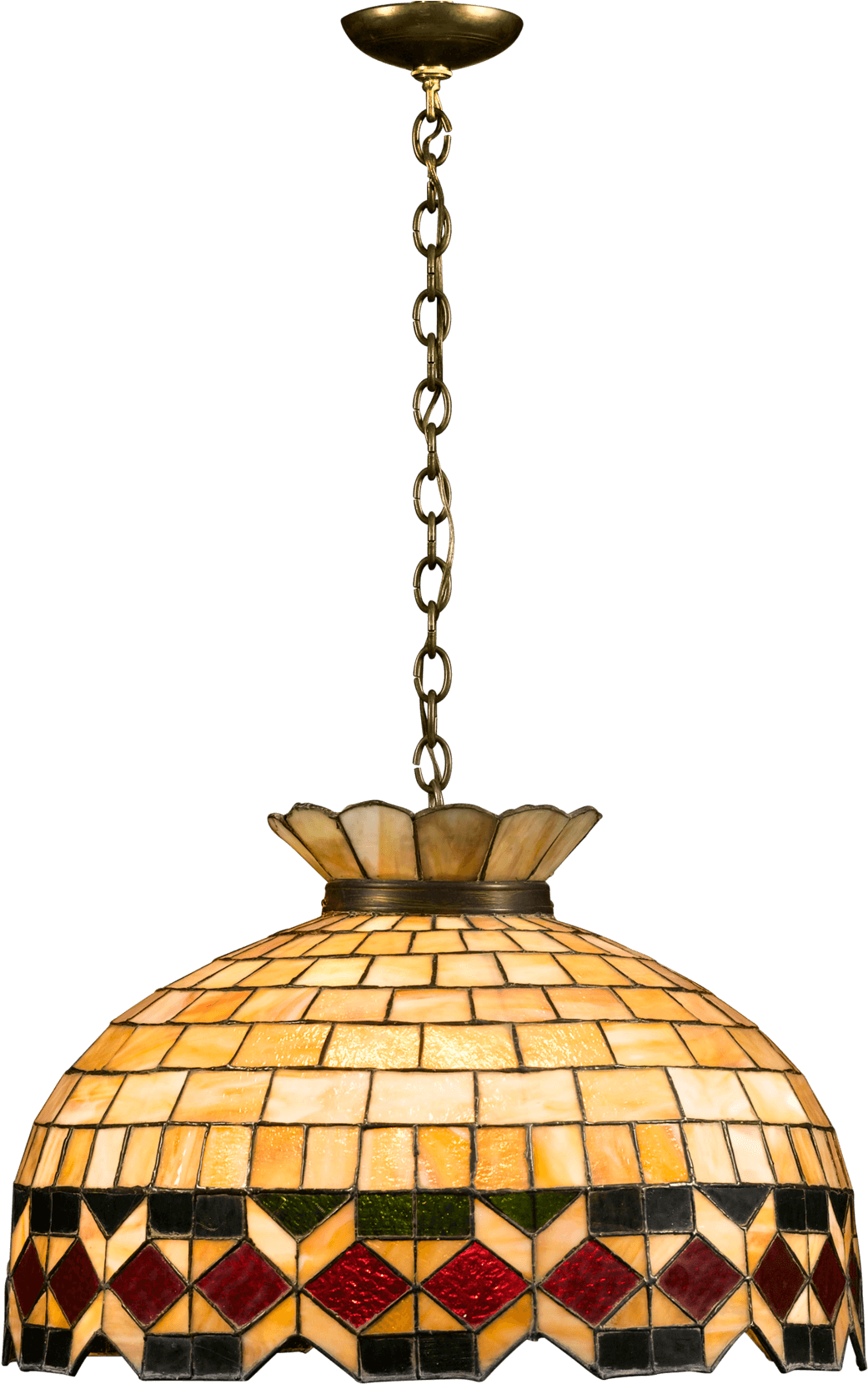 Leaded Glass Hanging Light - Hanging A Lampshade Png (1750x1750), Png Download
