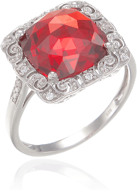 Classically Styled Passion Red Ring - Pre-engagement Ring (750x750), Png Download