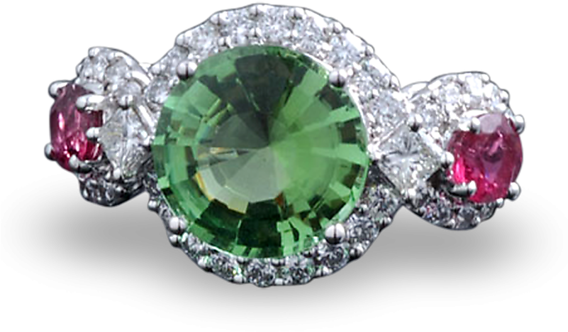Green & Red Tourmaline Ring, - Green & Red Tourmaline Ring, 4.79 Carats (800x800), Png Download