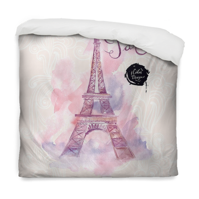 Vector Watercolor Illustration Duvet Cover • Pixers® - Designart 'eiffel Tower In Cloud Of Colours' Painting (400x400), Png Download