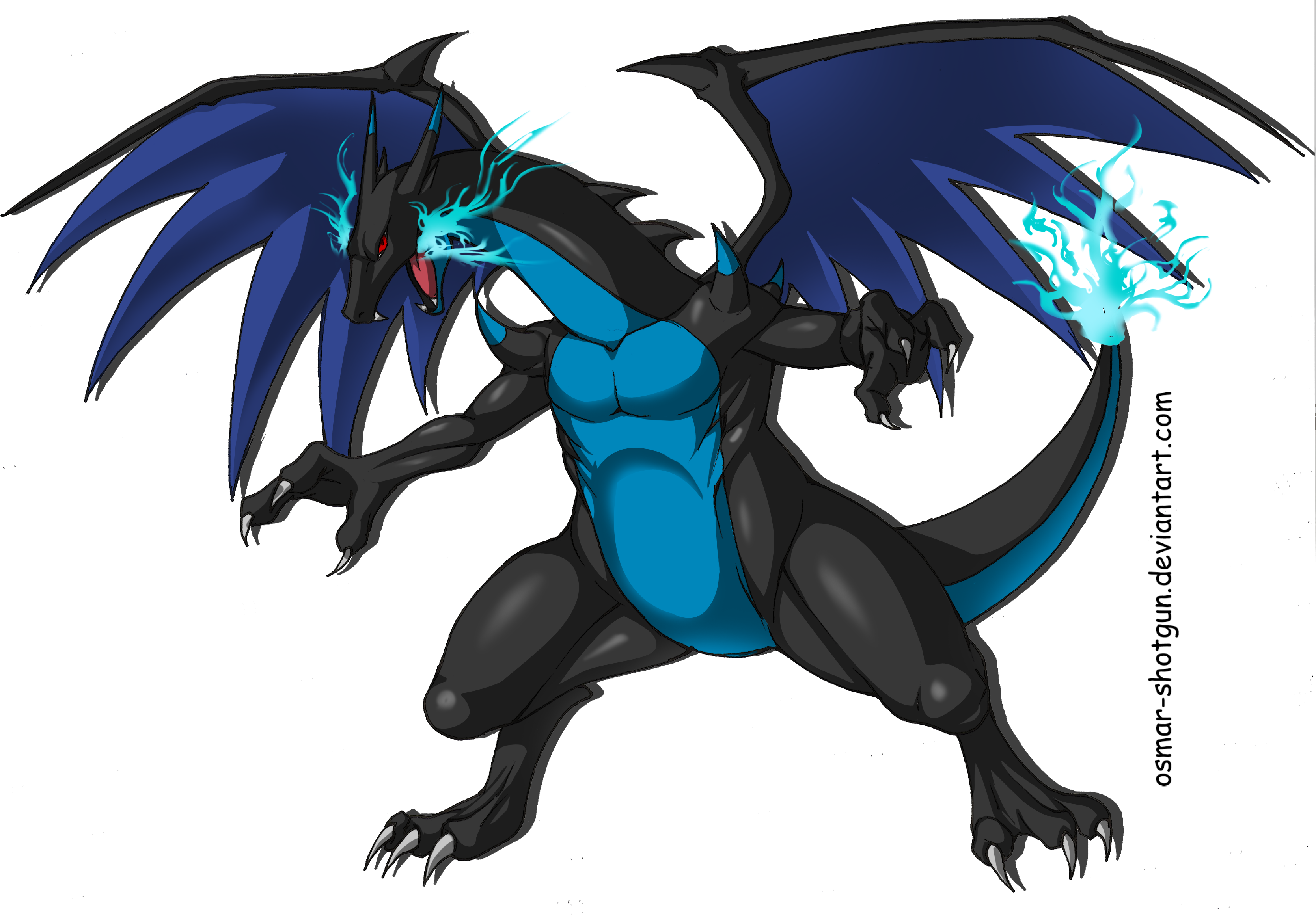 Statistics - Charizard Blue (3369x2338), Png Download
