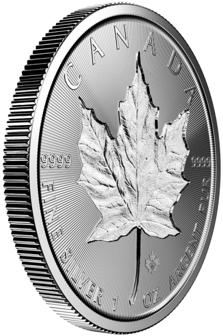 Double-incuse Canadian Maple Leaf Silver Coins - Incuse Silver Maple Leaf (500x684), Png Download