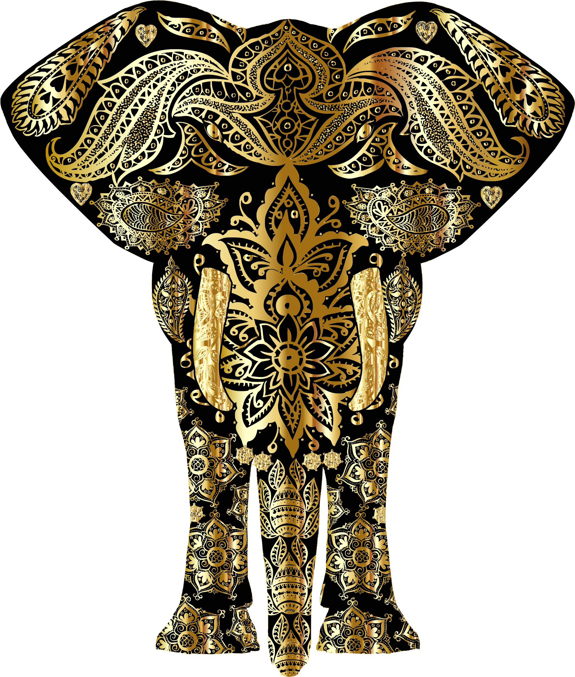This Free Icons Png Design Of Gold Floral Pattern Elephant (1987x2339), Png Download