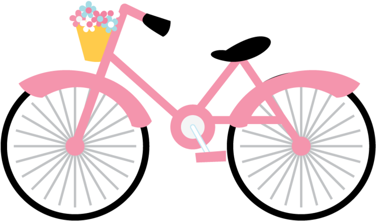 Banner Freeuse Library Cycling Clipart Girl Paris - Pink Bike Clipart (900x646), Png Download