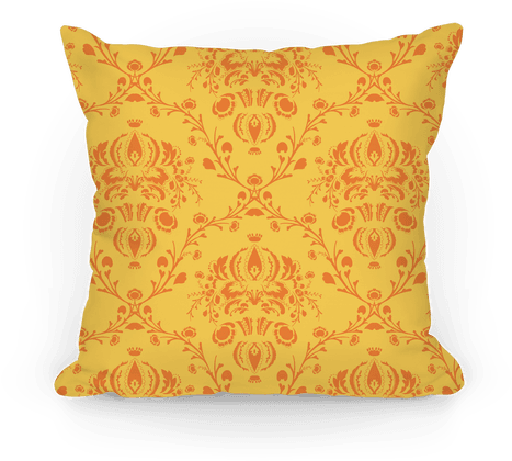 Gold Damask Floral Pattern Pillow Pillow - Damask Elegant Black Orange Gradient Round Id Card (484x484), Png Download