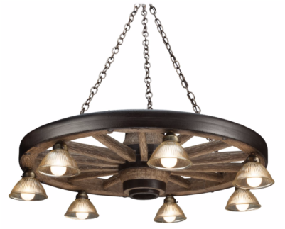 Large Wagon Wheel Chandelier With Downlights - Cast Horn Design Cast Horn Designs Large Wagon Wheel (600x322), Png Download