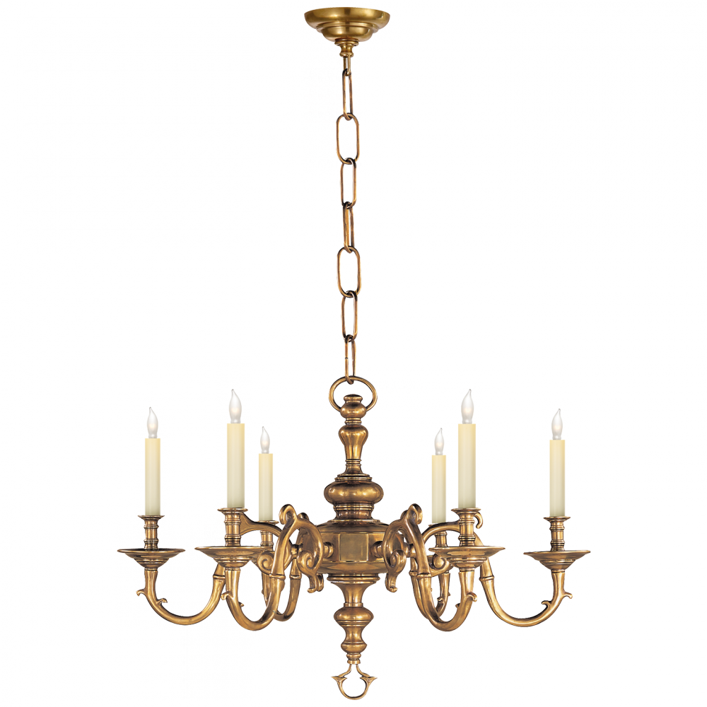 Georgian Small Chandelier In Antique-burnished B - Brass Chandeliers With Shades (1000x1000), Png Download