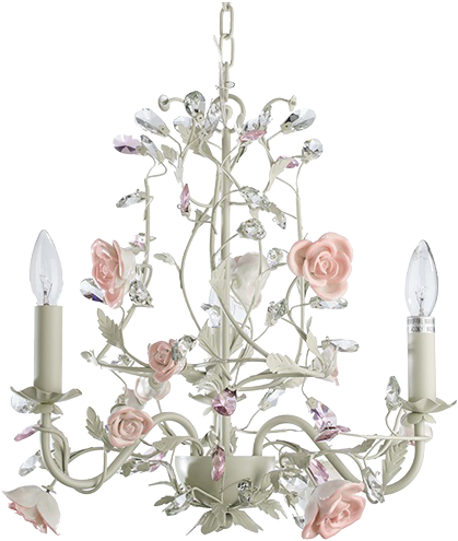 Crystal Candles Ceramic Flower Style Chandelier - Menlo Ceramic Flower 3-light Candle Style Chandelier (700x700), Png Download