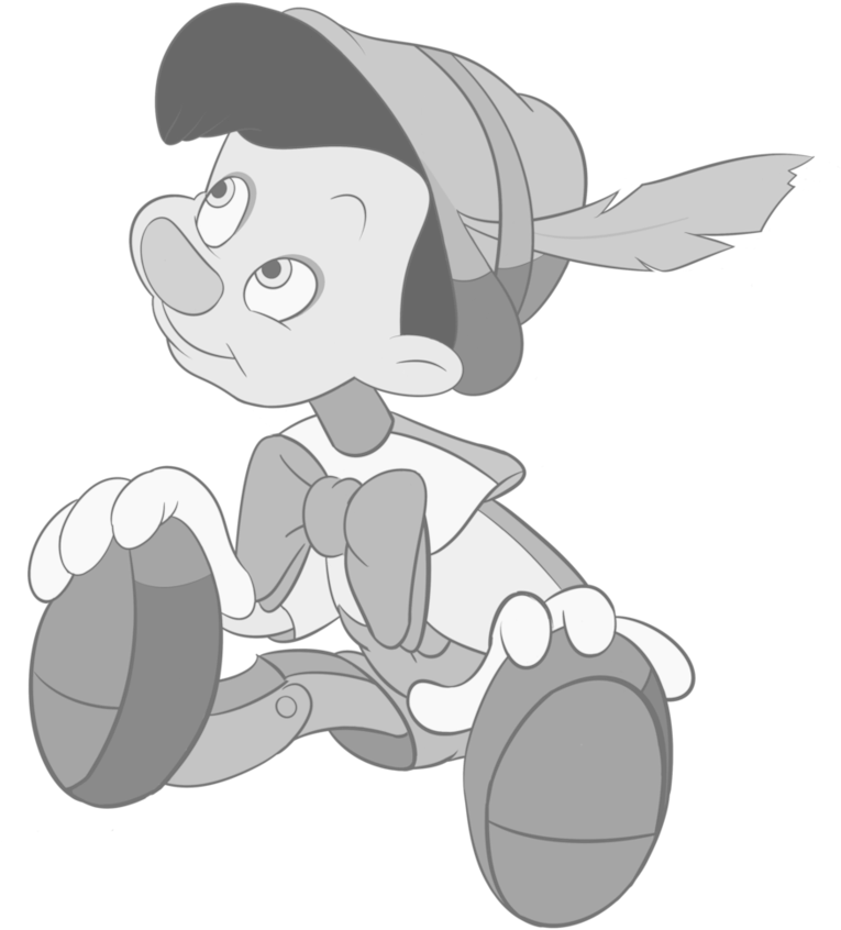 Pinocchio Black And White (894x894), Png Download
