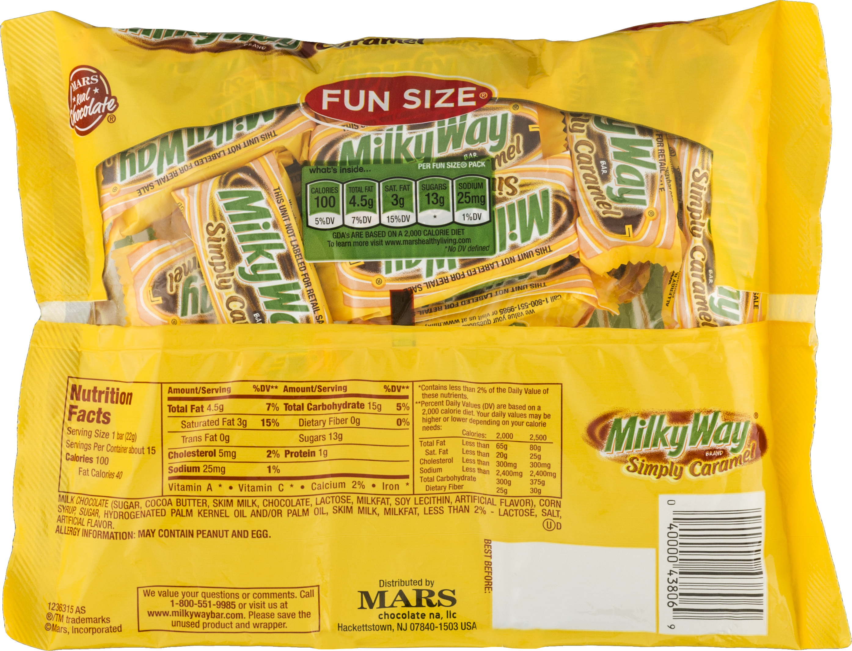 Milky Way Simply Caramel Milk Chocolate Fun Size Bars - M & M's Mandm's Peanut Chocolate Candy, 42 Ounce (2789x2130), Png Download