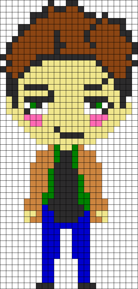 Dean Winchester Supernatural Perler Bead Pattern - Dean Winchester Pixel Art (484x1009), Png Download