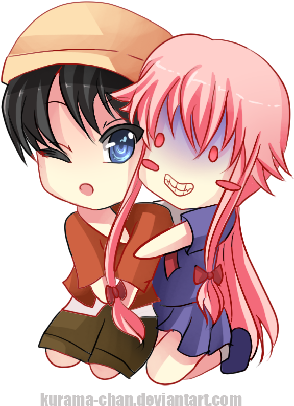 “mirai Nikki Old Chibi Fanart - Mirai Nikki Yuno Y Yuki Chibi (641x894), Png Download