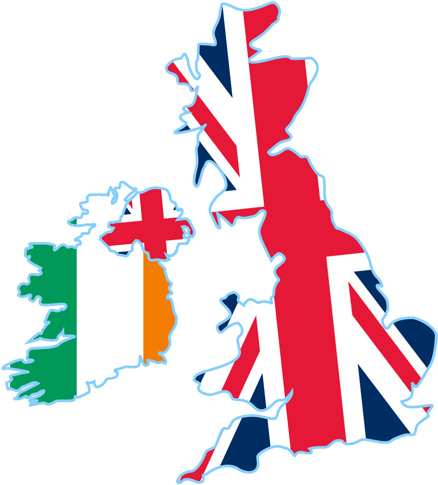 United Kingdom & Ireland, More Countries And Languages - United Kingdom With Ireland (450x497), Png Download