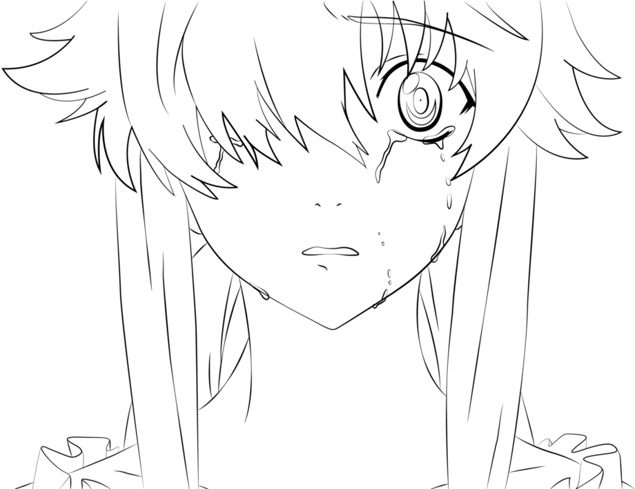 Banner Free Download Yuno Gasai Art Future Sketch Anime - Line Art (1131x707), Png Download