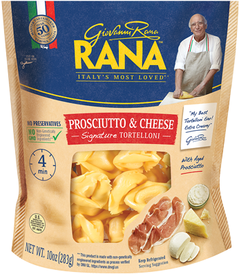 Prosciutto & Cheese Tortelloni - Rana Ravioli, Chicken & Roasted Garlic - 10 Oz (580x493), Png Download
