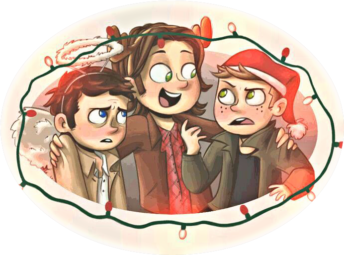 Supernatural Christmas Winchester Sam Dean Castiel - Supernatural (692x513), Png Download