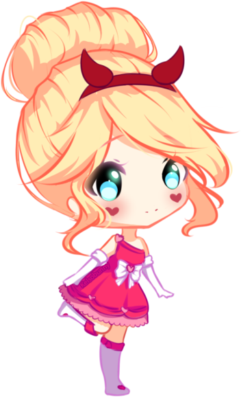 Star Butterfly Blood Moon Ball Redraw By Kelsobunny - Star Butterfly Anime Chibi (600x581), Png Download