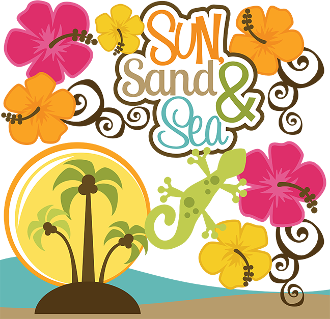 Sun Sand & Sea Svg Scrapbook Collection Beach Svg File - Vacation Flower Scrapbook Graphics (648x627), Png Download