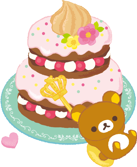 Cute Colorful Rilakkuma Cake Flowers Love Heart Crown - Rilakkuma Sweets (531x611), Png Download