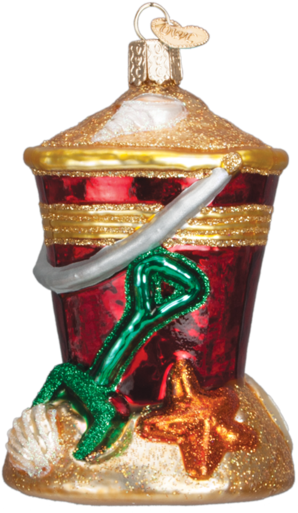 Beach Sand Bucket Ornament - Beach Bucket Glass Ornament By Old World Christmas (600x600), Png Download