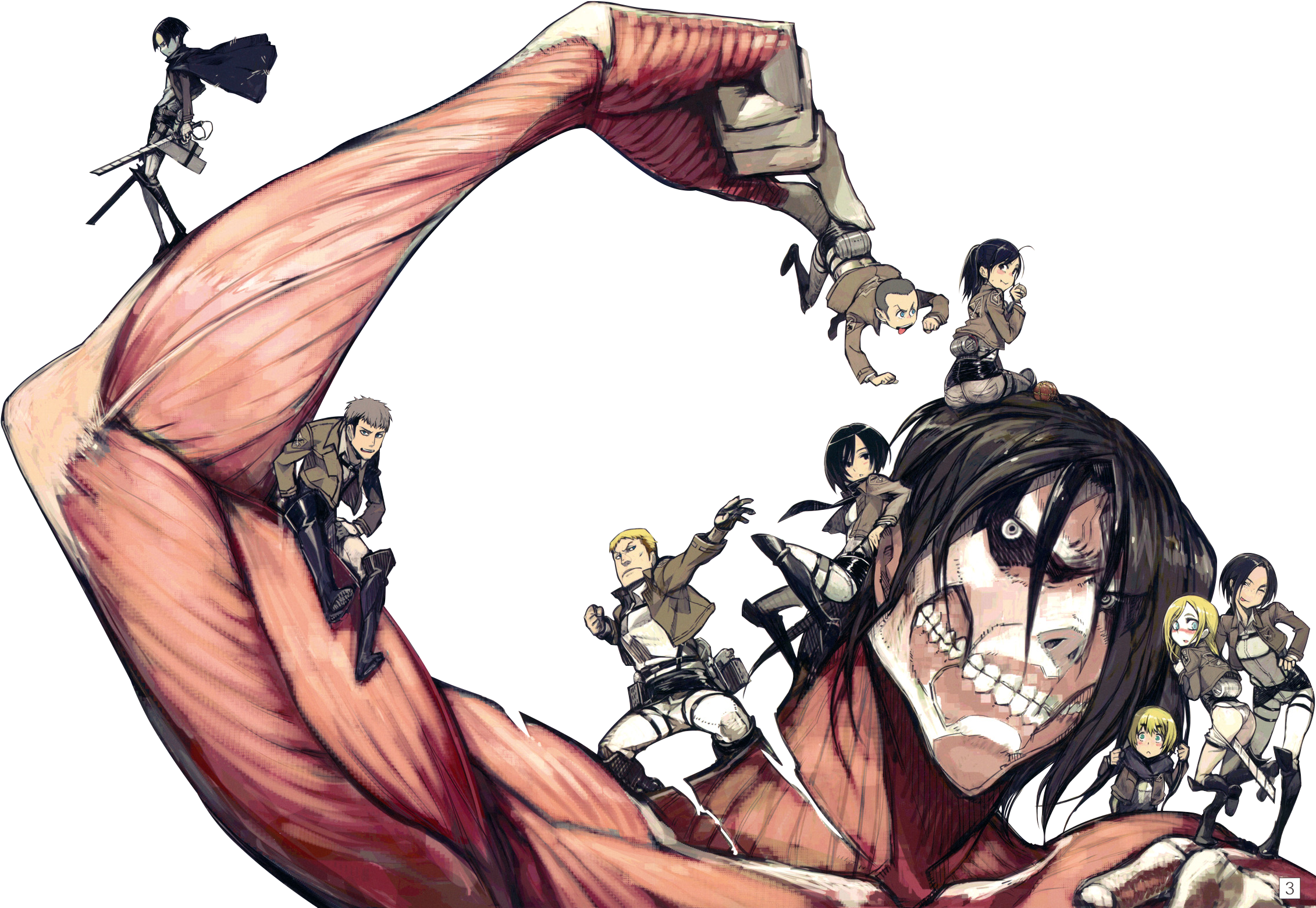 Eren Yeager Mikasa Ackermann Armin Arlert Fictional - Attack On Titan 3 (2280x1600), Png Download