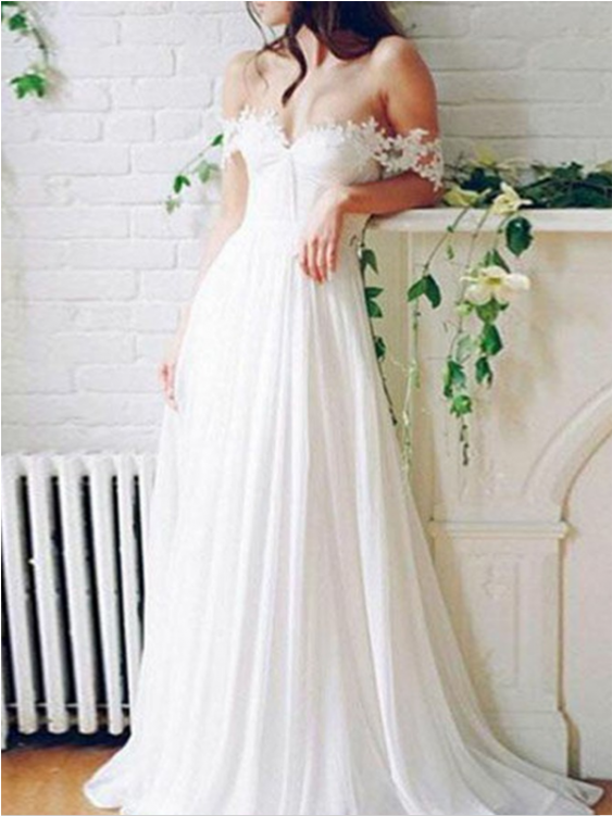 White Lace Wedding Dresses, Wedding Dresses A-line, - Beach Ceremony Flowy Beach Wedding Dresses (750x750), Png Download