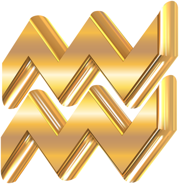 Aquarius 3d Gold Zodiac Sign Png Clip Art Image - Aquarius 3d Png (584x600), Png Download