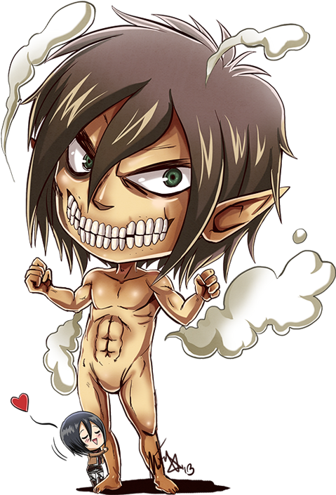 Eren Yeager Mikasa Ackermann Cartoon Facial Expression - Anime Shingeki No Kyojin Chibi (548x738), Png Download
