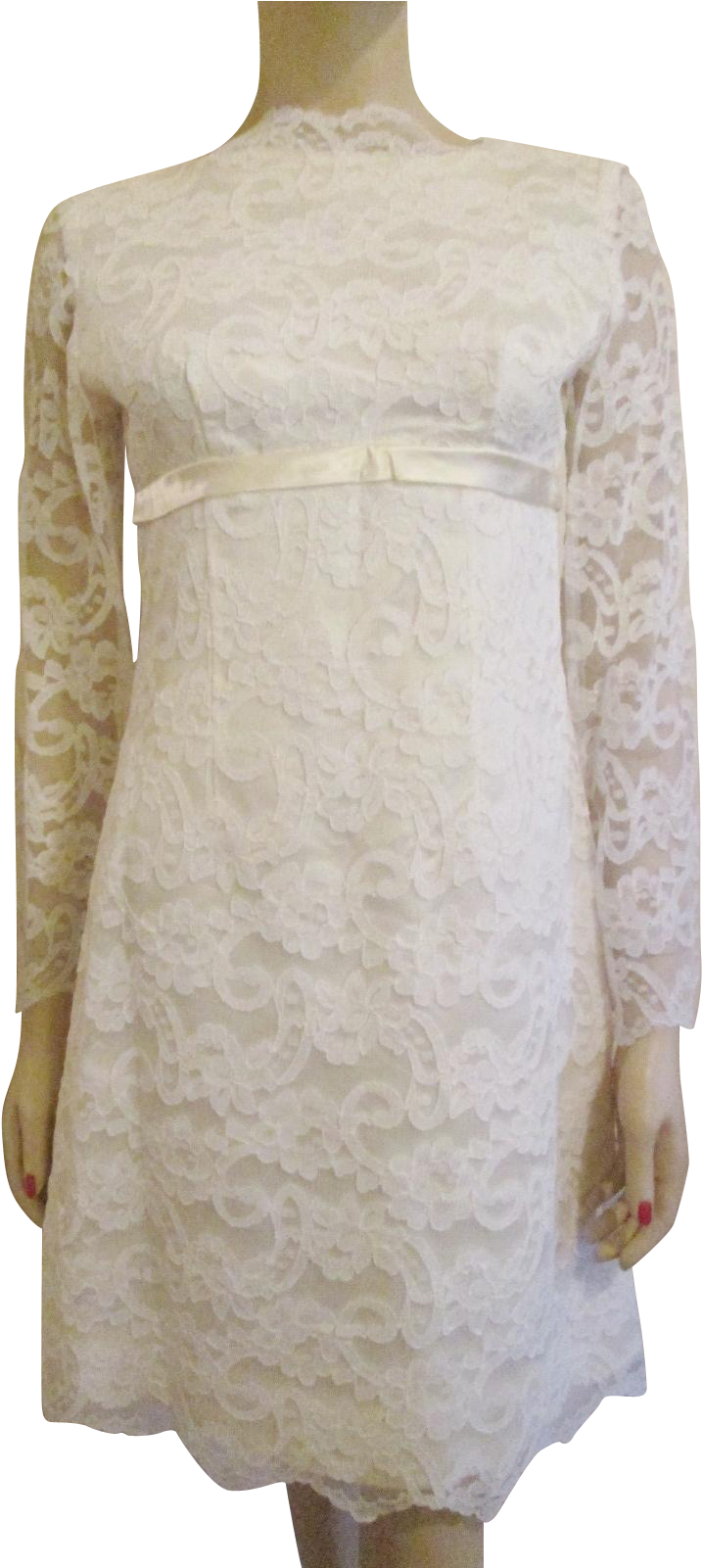 Mod White Lace Dress Vintage 1960s Wedding Party Womens - Cocktail Dress (1600x1600), Png Download