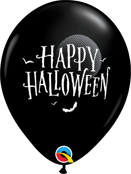 Halloween Moon & Bats Balloons - 11" Halloween Moon & Bats Latex Balloons (453x600), Png Download