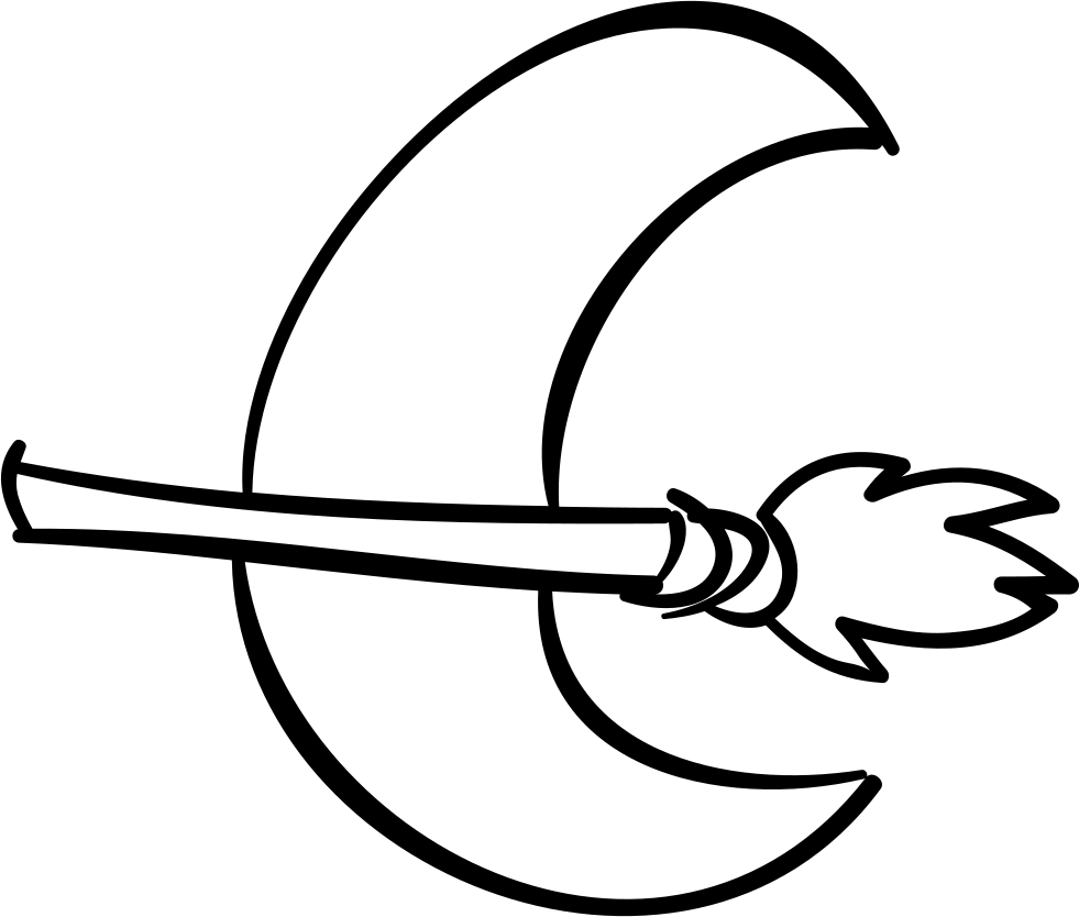 Halloween Moon And Broomstick Outlines Comments - Broom Stick Outline (981x834), Png Download