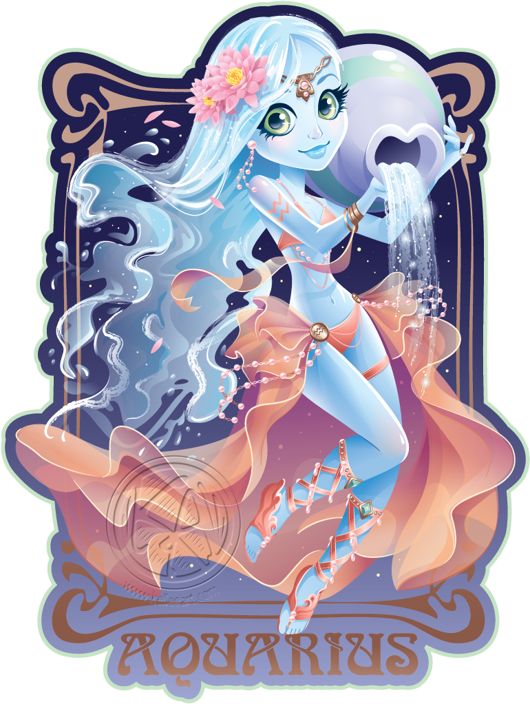 Aquarius By Kelleeart - Kelleeart Zodiac (786x1031), Png Download