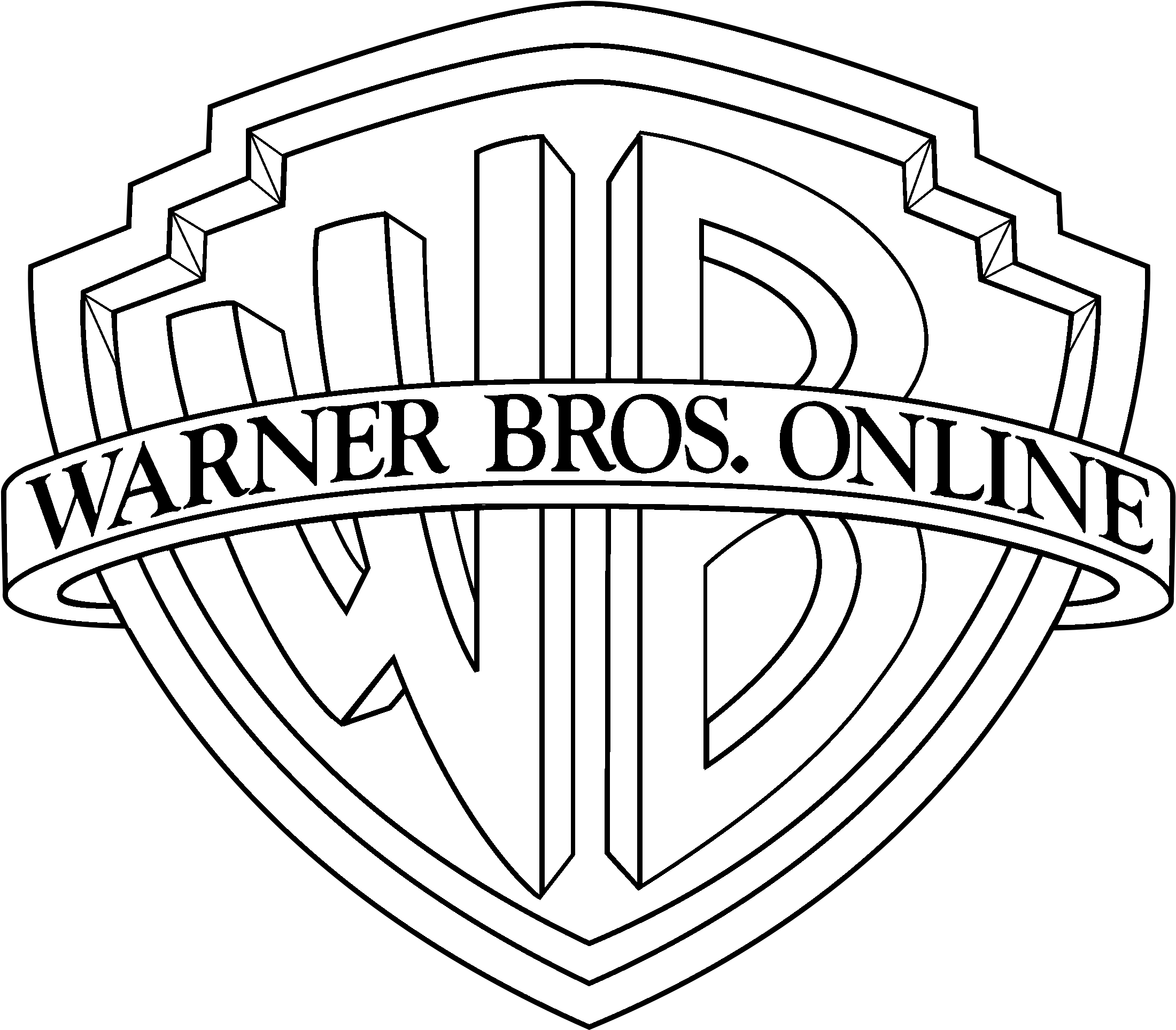 Warner Bros Online Logo Black And White - Warner Bros Logo Png (2400x2400), Png Download