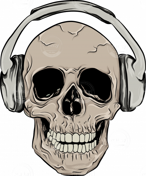 Skull With Headphones - Headphones (498x600), Png Download