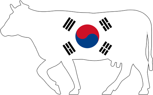 South Korea Cow Icon - South Korea Flag (522x373), Png Download