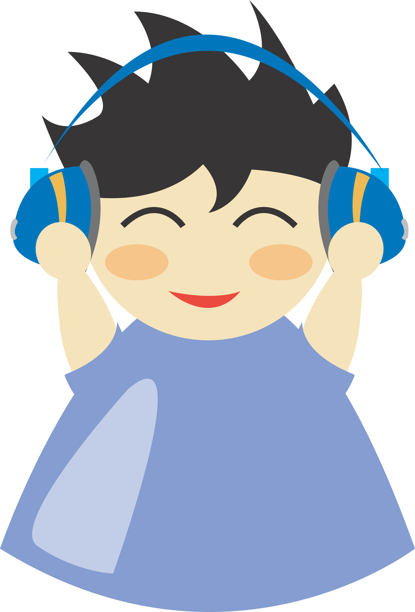28 Collection Of Listen To Music Clipart Png - Boy With Headphones Clip Art (1627x2400), Png Download