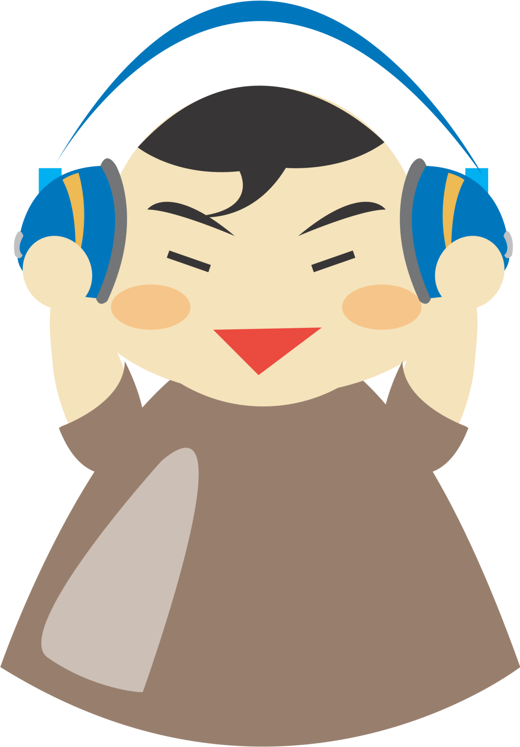 How To Set Use Asian Boy With Headphones Clipart (414x593), Png Download