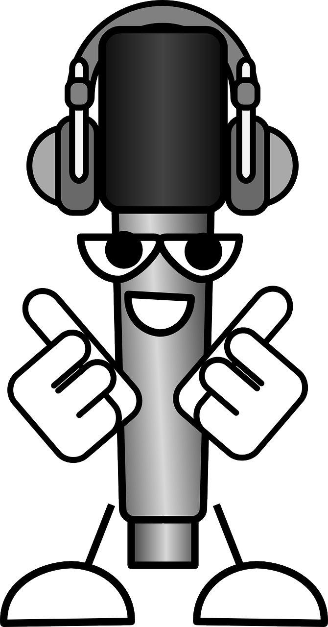 Free Mike The Mic With Headphones Free Cartoon - Funny Mic Png (419x800), Png Download